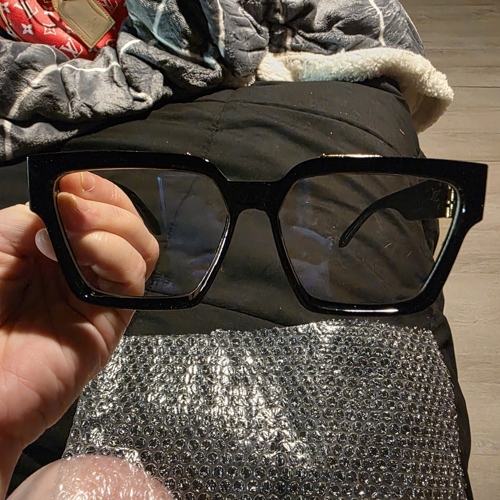 USED...Louis Vuitton Glossy Black Oversized Glasses With Gold Accents